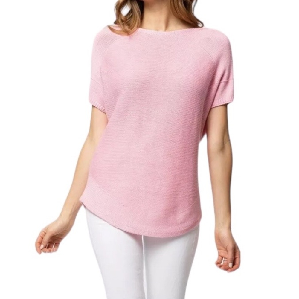 Tyler Boe Pink Linen Blend Tunic Shirt Sleeve Sweater - L